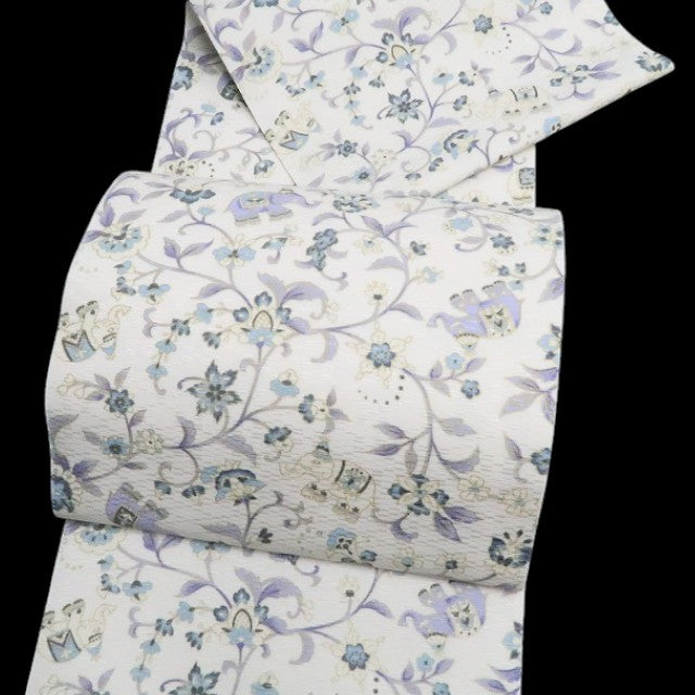 【新品】tomihisa 新品 岡重 本場筑前博多織 お仕立て上がり品 象更紗 着物 正絹 八寸なごや帯 7744