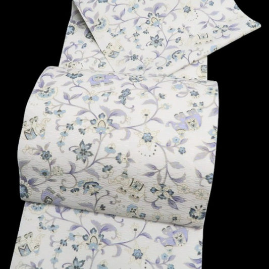 【新品】tomihisa 新品 岡重 本場筑前博多織 お仕立て上がり品 象更紗 着物 正絹 八寸なごや帯 7744