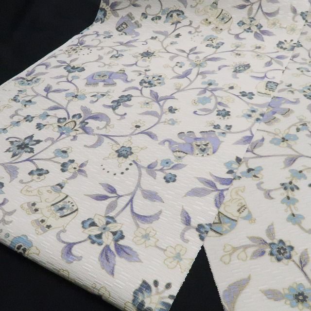 【新品】tomihisa 新品 岡重 本場筑前博多織 お仕立て上がり品 象更紗 着物 正絹 八寸なごや帯 7744