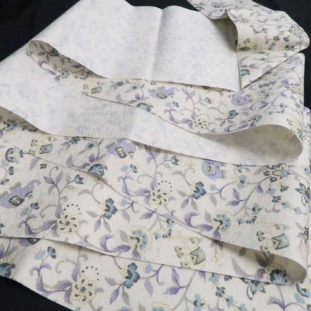 【新品】tomihisa 新品 岡重 本場筑前博多織 お仕立て上がり品 象更紗 着物 正絹 八寸なごや帯 7744