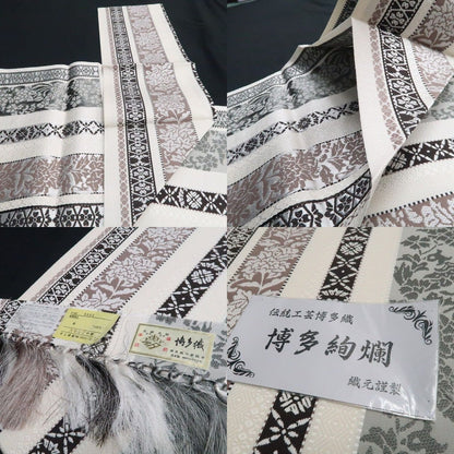 【新古品】tomihisa新品 本場筑前博多織 着物 正絹　八寸なごや帯 7745