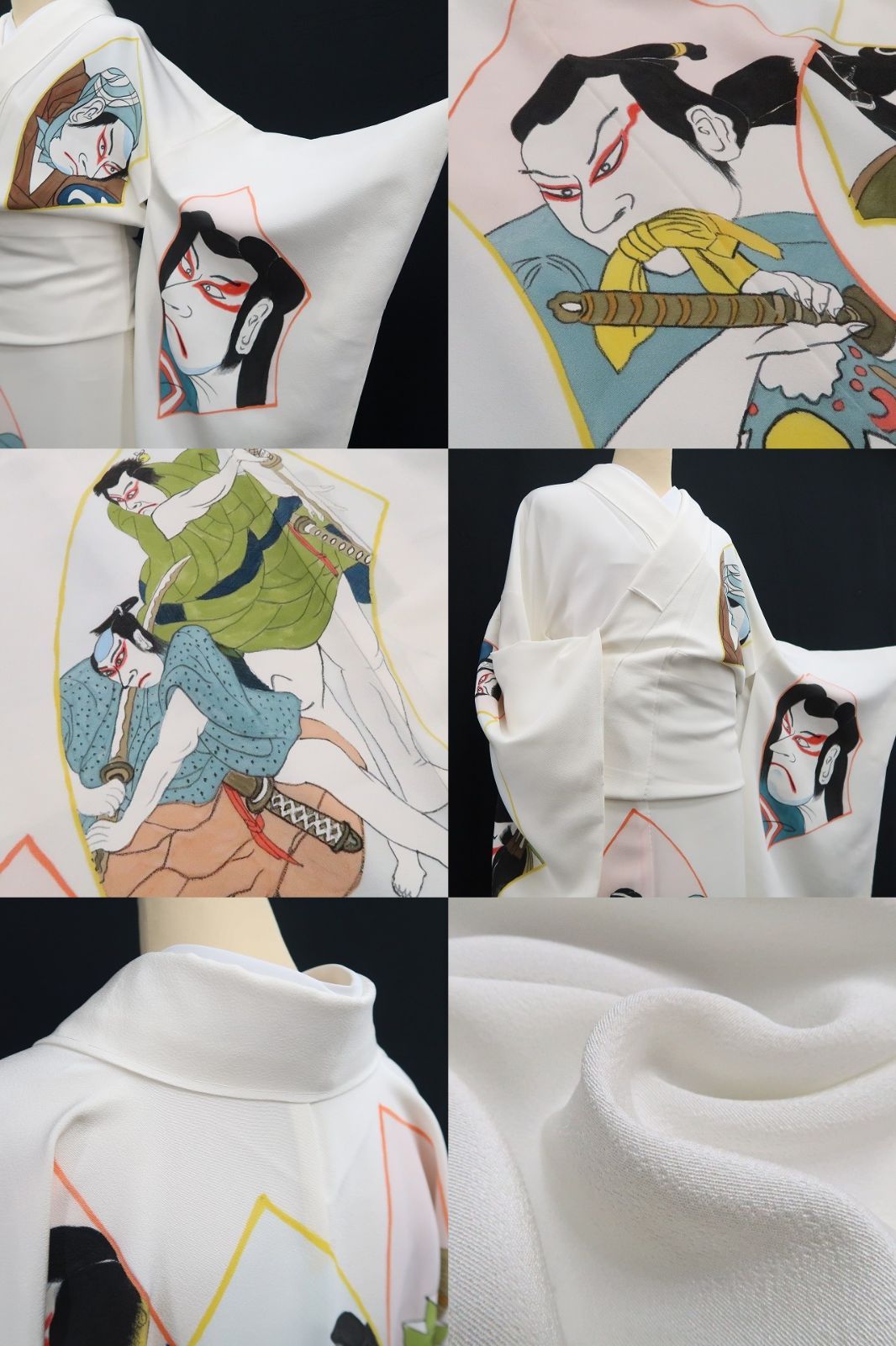 【新古品】tomihisa 新品 歌舞伎 雅峰 落款 着物 正絹 仕付け糸付 トールサイズ 訪問着 7747