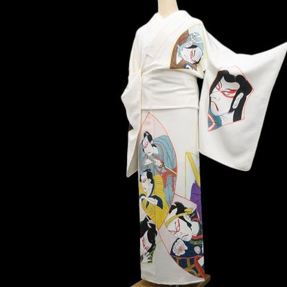 【新古品】tomihisa 新品 歌舞伎 雅峰 落款 着物 正絹 仕付け糸付 トールサイズ 訪問着 7747