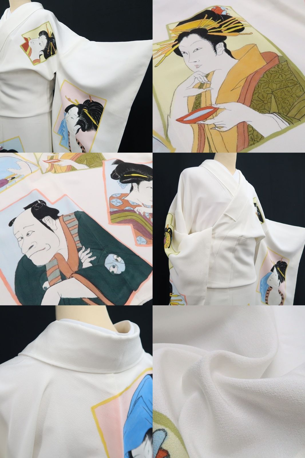 【新古品】tomihisa 新品 浮世絵 雅峰 落款 着物 正絹 仕付け糸付 トールサイズ 訪問着 7748