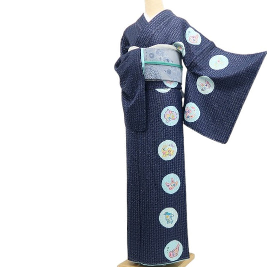 【新古品】tomihisa 新品 BANKAN SALAMU ペンギン ジンベエザメ 着物 胴抜き仕立て 付下げ 7749