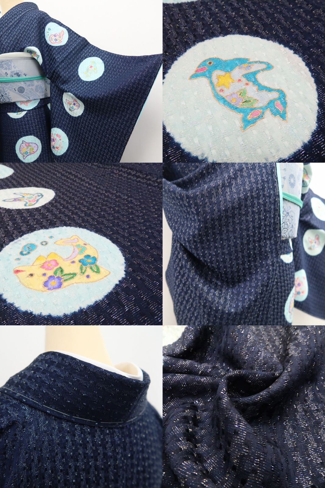 【新古品】tomihisa 新品 BANKAN SALAMU ペンギン ジンベエザメ 着物 胴抜き仕立て 付下げ 7749