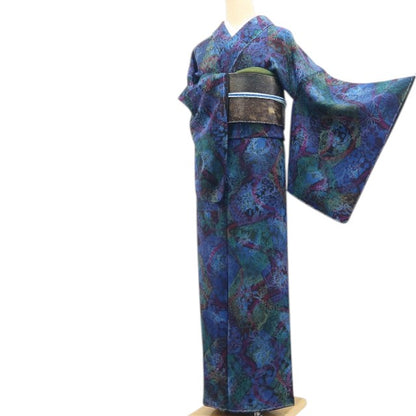 【新古品】tomihisa 新品 前田仁仙 落款 更紗 着物 正絹 仕付け糸付 小紋 7752