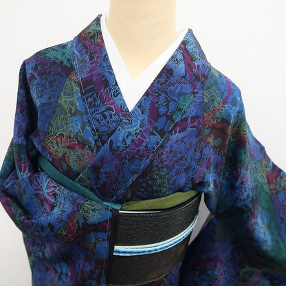 【新古品】tomihisa 新品 前田仁仙 落款 更紗 着物 正絹 仕付け糸付 小紋 7752