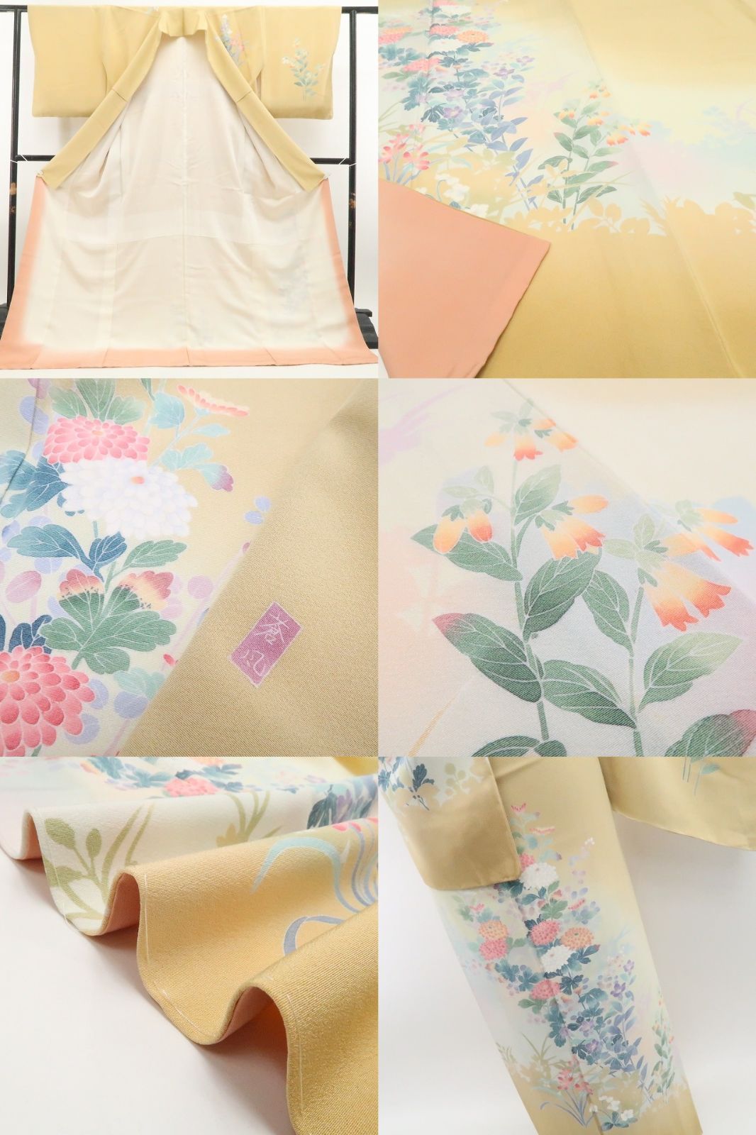 【新古品】tomihisa 新品 十日町友禅 岡村蒼風 落款 着物 正絹 仕付け糸付 訪問着 7757