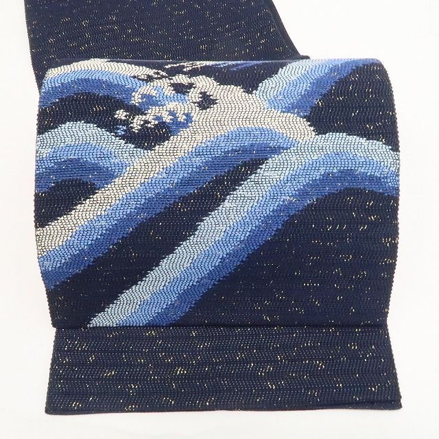 【中古】tomihisa 美品 荒波 着物 正絹 袋帯 7763