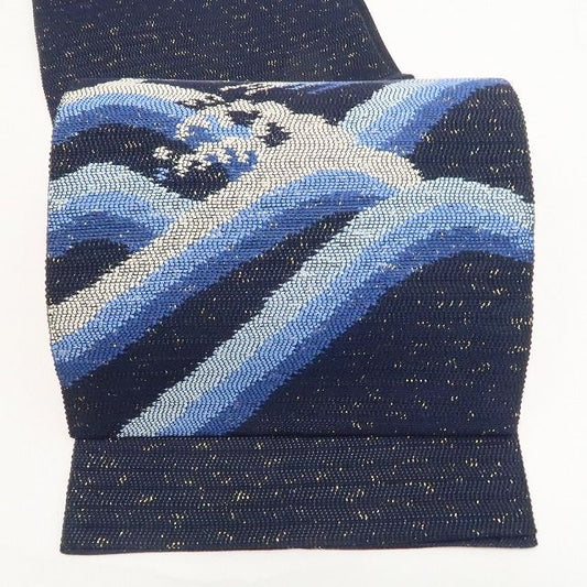 【中古】tomihisa 美品 荒波 着物 正絹 袋帯 7763