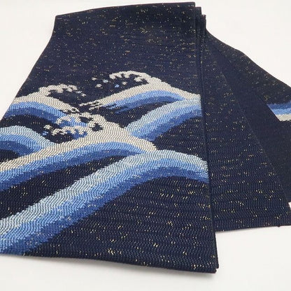 【中古】tomihisa 美品 荒波 着物 正絹 袋帯 7763