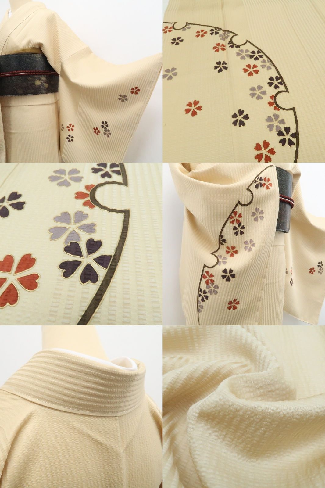 【新古品】tomihisa　新品 斉藤上太郎 落款 桜×雪輪 着物 正絹 仕付け糸付　付下げ 7767