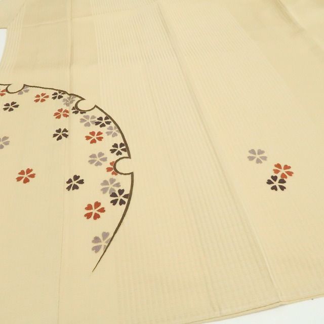 【新古品】tomihisa　新品 斉藤上太郎 落款 桜×雪輪 着物 正絹 仕付け糸付　付下げ 7767