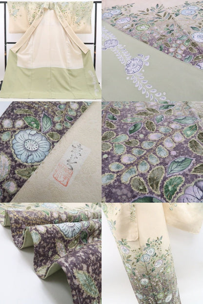 【新古品】tomihisa 未使用品 辻ヶ花 絞り 落款 着物 正絹 仕付け糸付 レディース S/M 作家物 訪問着 7771