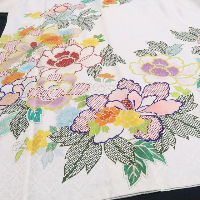 【中古】tomihisa 美品 千總謹製 金駒刺繍 落款 着物 正絹 成人式 トールサイズ 仕付け糸付 振袖 7773