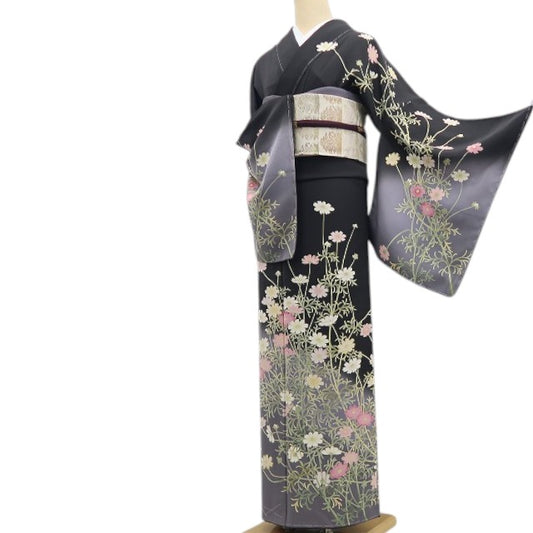 【新古品】tomihisa 新品 秀美謹製 秋桜 コスモス 着物 正絹 仕付け糸付 訪問着 7780