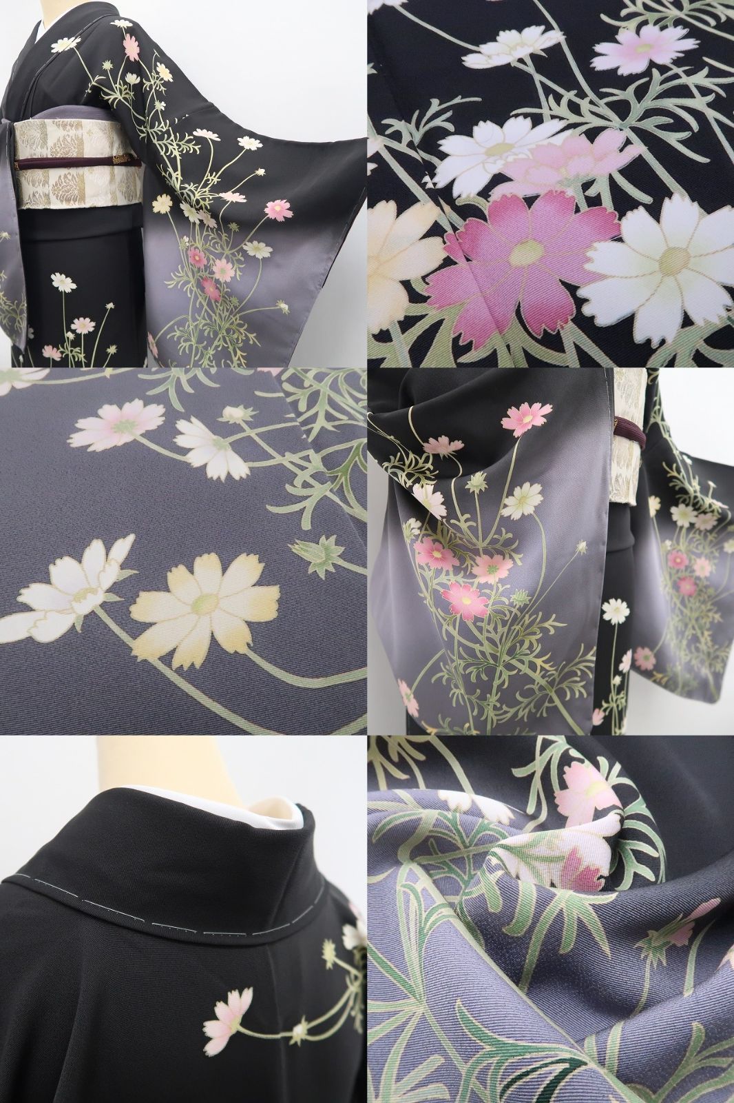【新古品】tomihisa 新品 秀美謹製 秋桜 コスモス 着物 正絹 仕付け糸付 訪問着 7780