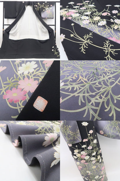 【新古品】tomihisa 新品 秀美謹製 秋桜 コスモス 着物 正絹 仕付け糸付 訪問着 7780