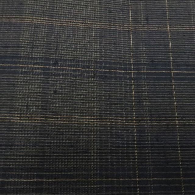 【新古品】tomihisa 新品 伝統工芸士 白川貞夫 柿渋染 チェック柄 着物 正絹 仕付け糸付 紬 7783