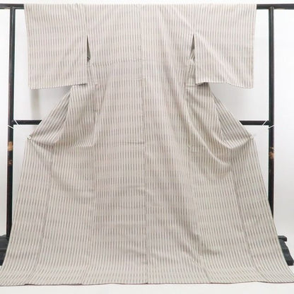 【新古品】tomihisa 新品 本草木染 縦縞 着物 正絹 証紙付 仕付け糸付 置賜紬 7784
