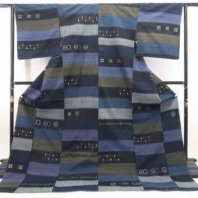 【新古品】tomihisa 新品 着物 正絹 証紙付 仕付け糸付 トールサイズ 置賜紬 7785