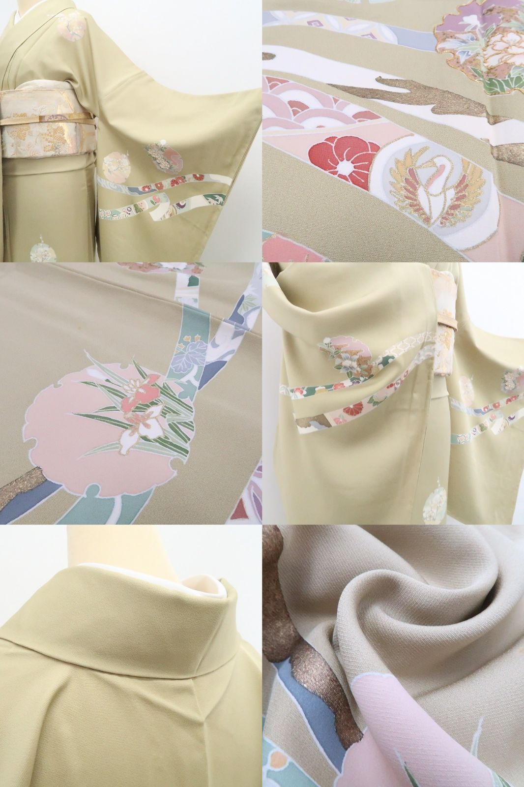 【新古品】tomihisa 新品 金駒刺繍 着物 正絹 仕付け糸付 トールサイズ 訪問着 7787