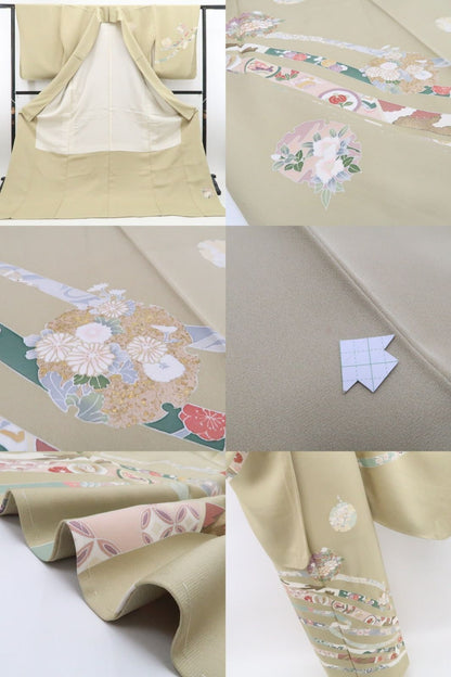 【新古品】tomihisa 新品 金駒刺繍 着物 正絹 仕付け糸付 トールサイズ 訪問着 7787