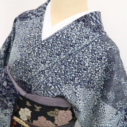 【新古品】tomihisa 新品 藍香房 着物 正絹 仕付け糸付 藍染め 訪問着 7788