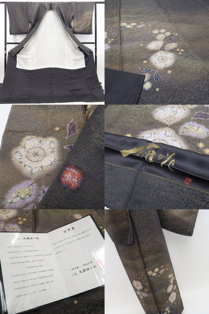 【新古品】tomihisa 新品 二代目久保田一竹 落款 一竹の辻ヶ花 着物 正絹 仕付け糸付 付下げ 7789