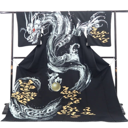 【新古品】tomihisa 新品 ドラゴン 龍 着物 正絹 仕付け糸付 トールサイズ 訪問着 7790