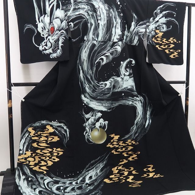 【新古品】tomihisa 新品 ドラゴン 龍 着物 正絹 仕付け糸付 トールサイズ 訪問着 7790