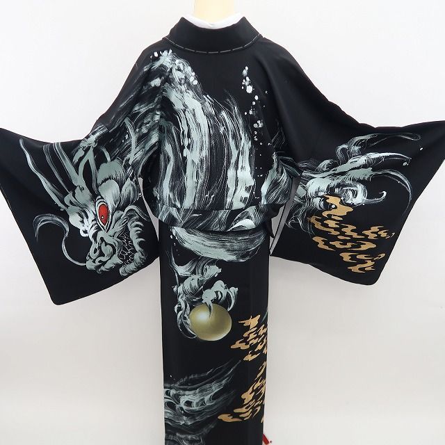 【新古品】tomihisa 新品 ドラゴン 龍 着物 正絹 仕付け糸付 トールサイズ 訪問着 7790