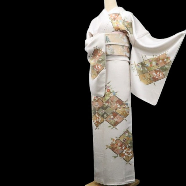 【新古品】tomihisa　新品 希少トールサイズ 京友禅 金駒刺繍 着物 正絹 仕付け糸付　訪問着 7792