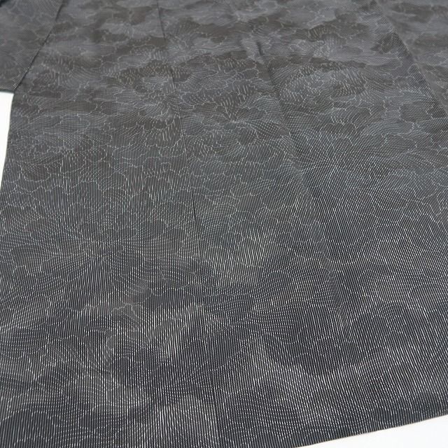 【新古品】tomihisa 新品 牡丹 モノトーン 着物 正絹 仕付け糸付 ロング丈 道中着 7796