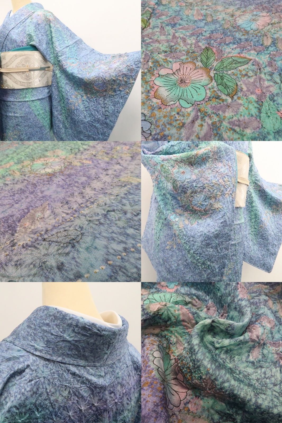 【新古品】tomihisa　新品 さが美謹製 池川禎亮 落款 辻ヶ花 銀通し　着物 正絹 仕付け糸付 訪問着 7800