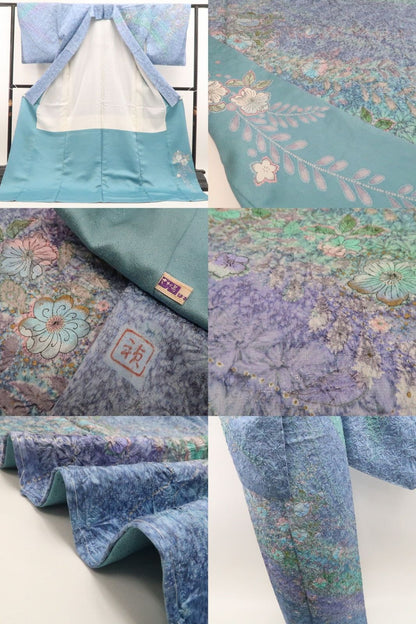 【新古品】tomihisa　新品 さが美謹製 池川禎亮 落款 辻ヶ花 銀通し　着物 正絹 仕付け糸付 訪問着 7800