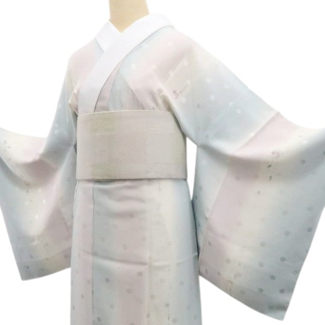 【新古品】tomihisa 新品 落款 縦暈し 着物 正絹 仕付け糸付 胴抜き仕立て 長襦袢 7801