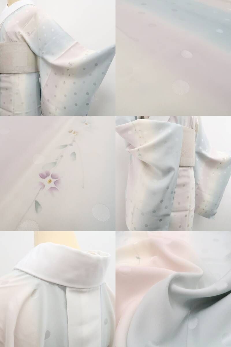 【新古品】tomihisa 新品 落款 縦暈し 着物 正絹 仕付け糸付 胴抜き仕立て 長襦袢 7801