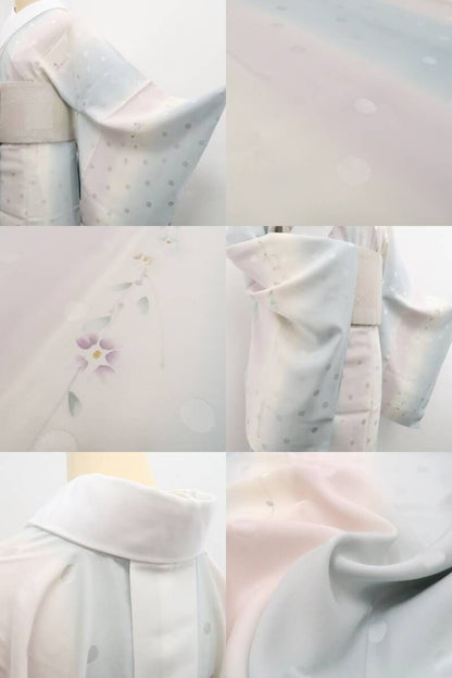 【新古品】tomihisa 新品 落款 縦暈し 着物 正絹 仕付け糸付 胴抜き仕立て 長襦袢 7801