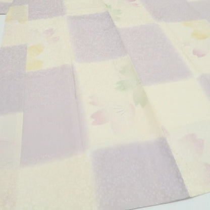 【中古】tomihisa 市松 桜 着物 正絹 長襦袢 7802