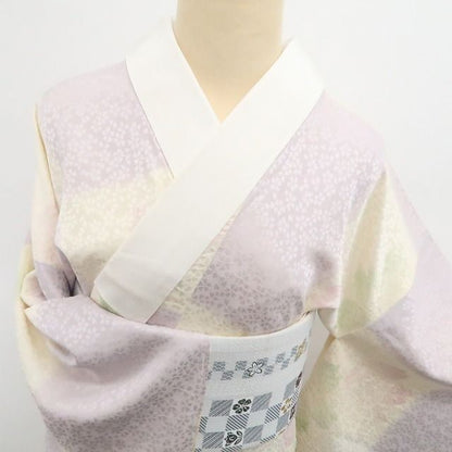 【中古】tomihisa 市松 桜 着物 正絹 長襦袢 7802