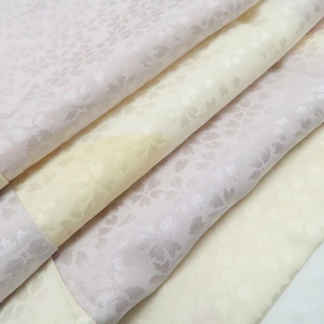 【中古】tomihisa 市松 桜 着物 正絹 長襦袢 7802
