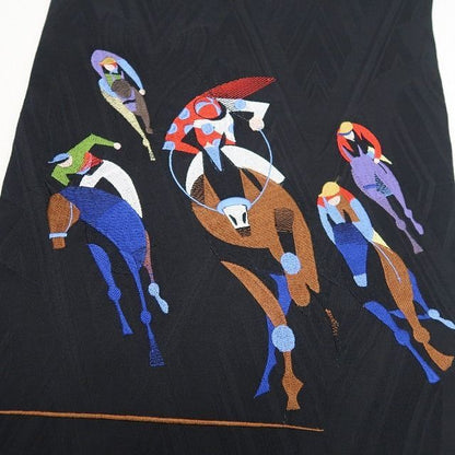 【新古品】tomihisa　新品 刺繍 競馬 着物 正絹　なごや帯 7810