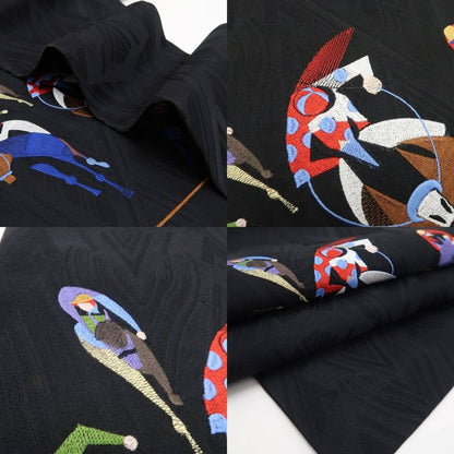 【新古品】tomihisa　新品 刺繍 競馬 着物 正絹　なごや帯 7810