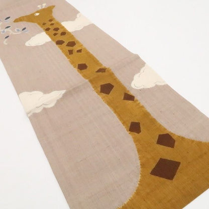 【中古】tomihisa　美品 キリン 着物 正絹 紬地　なごや帯 7811