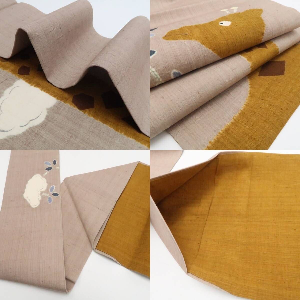 【中古】tomihisa　美品 キリン 着物 正絹 紬地　なごや帯 7811