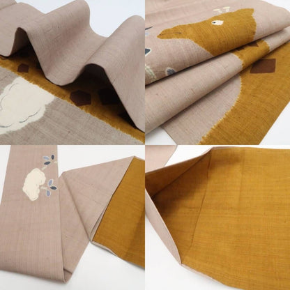 【中古】tomihisa　美品 キリン 着物 正絹 紬地　なごや帯 7811