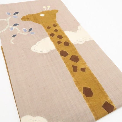 【中古】tomihisa　美品 キリン 着物 正絹 紬地　なごや帯 7811