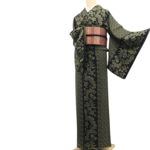 【新古品】tomihisa 新品 薔薇 レース柄 着物 正絹 仕付け糸付 小紋 7813